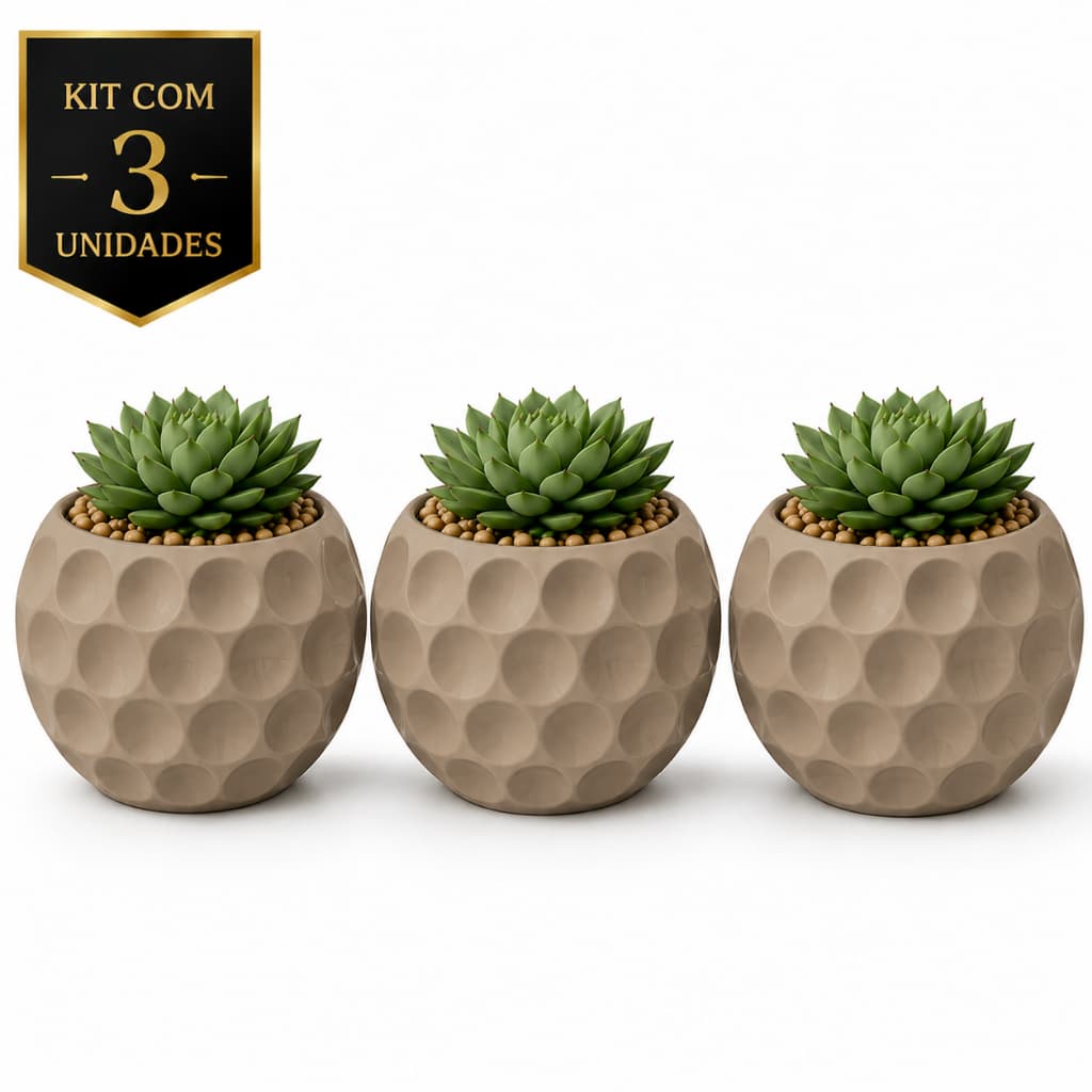 Kit 3 Vasos Decorativos Cachepot para Suculentas e Cactos | Mini Vasinhos Modernos para Sala, Banheiro e Escritório