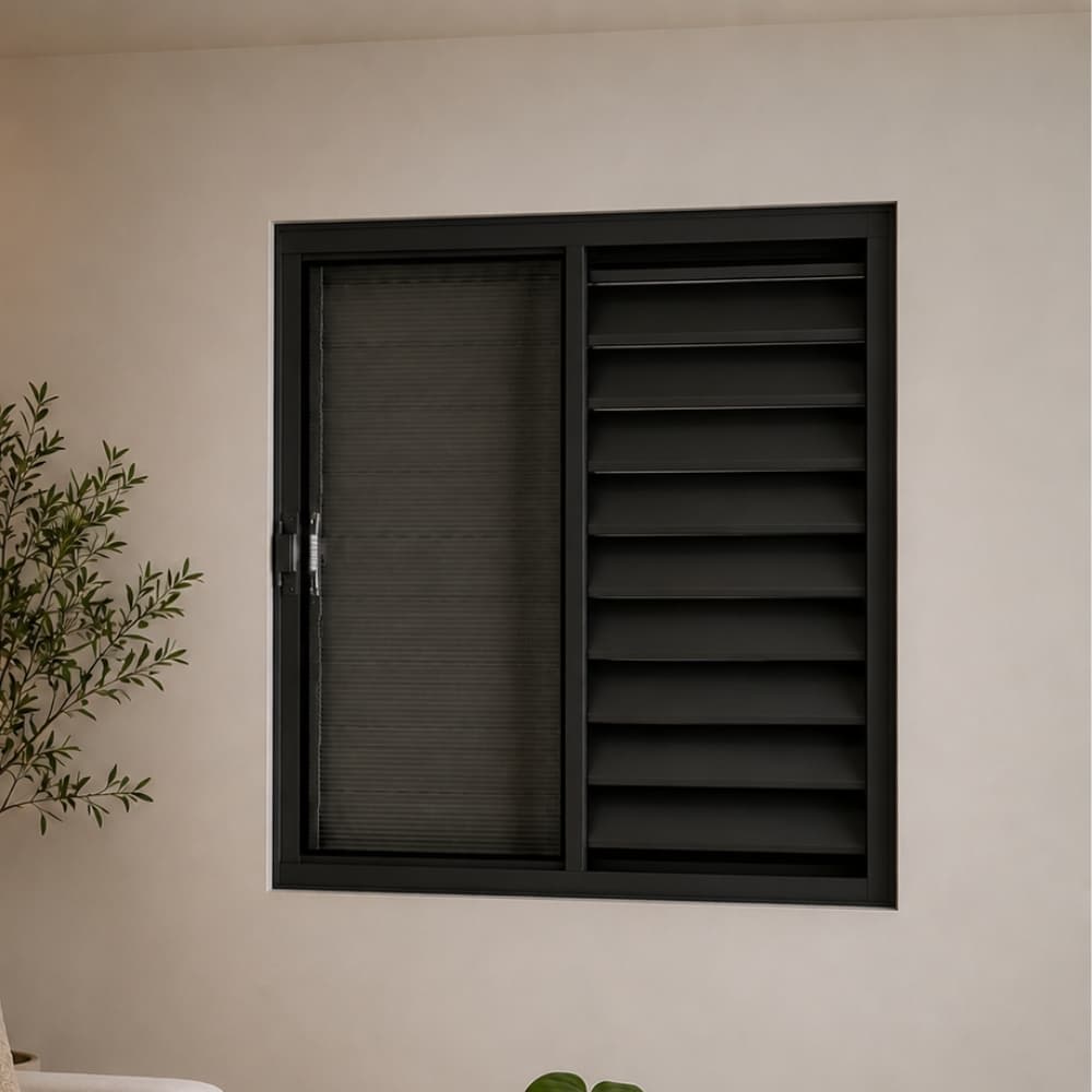 Janela Veneziana Aluminio Reforçado Para Quarto 80cm 3 Folhas