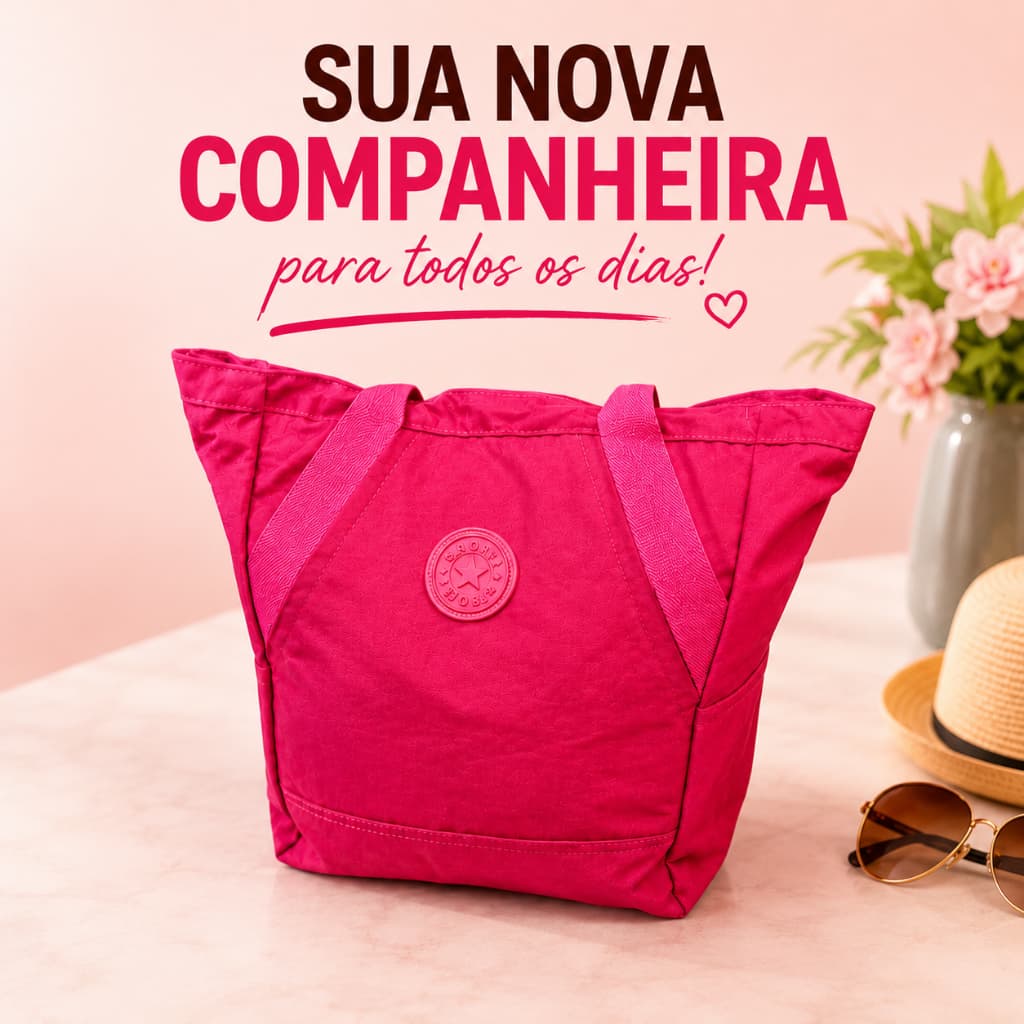 Bolsa Feminina de Ombro Tamanho Grande Tecido Nylom Impermeável Esporte Academia Faculdade Trabalho de Viagem Gocase