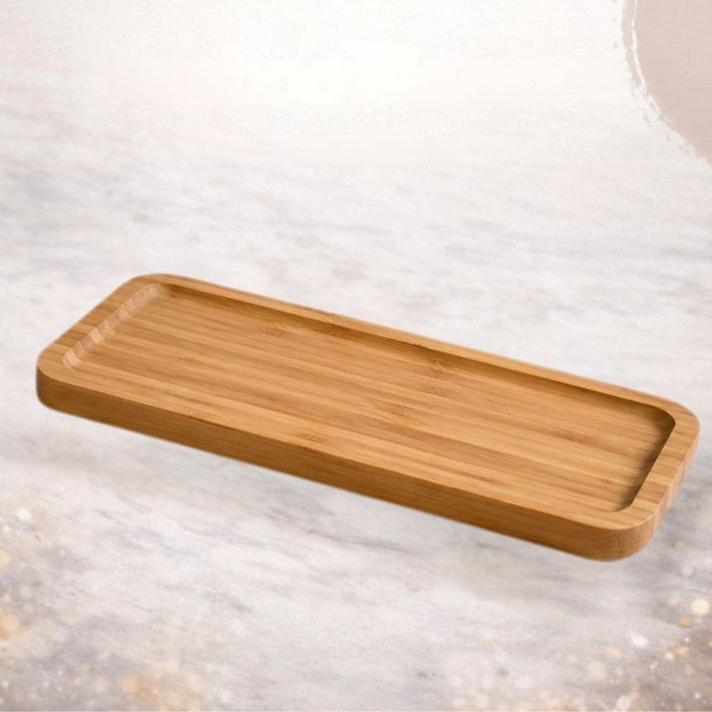 Petisqueira Bambu Retangular Bandeja Organizador Lanches Aperitivos 26cm