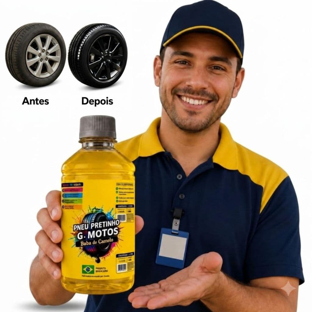 Pretinho Baba de Camelo Limpa Pneu Automotivo 500ml - BRILHO MOLHADO IMEDIATO