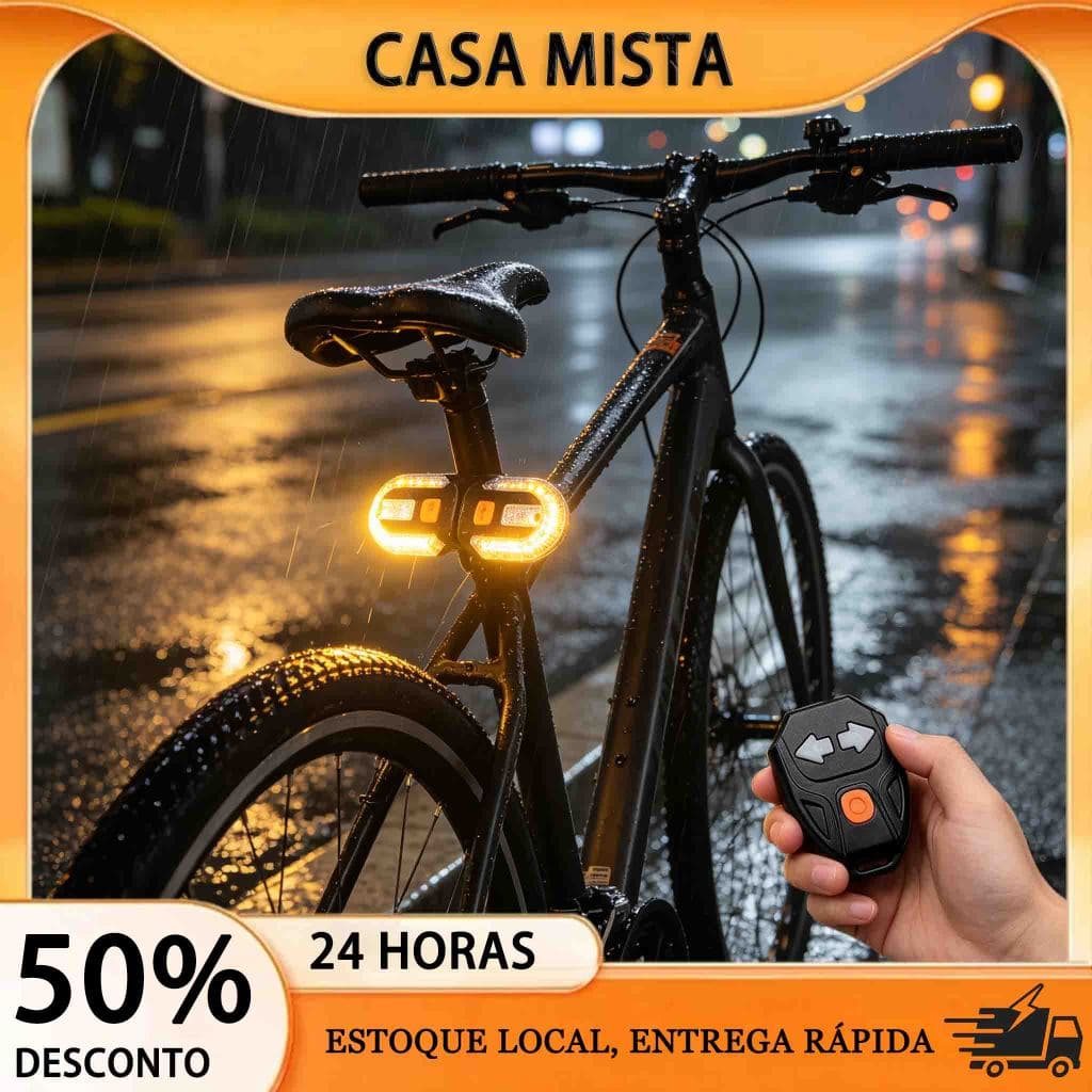 Lanterna Traseira Bike Com Seta e Controle Remoto Bike Eletrica com Seta Recarregável e Controle Sem fio USB 38 Leds