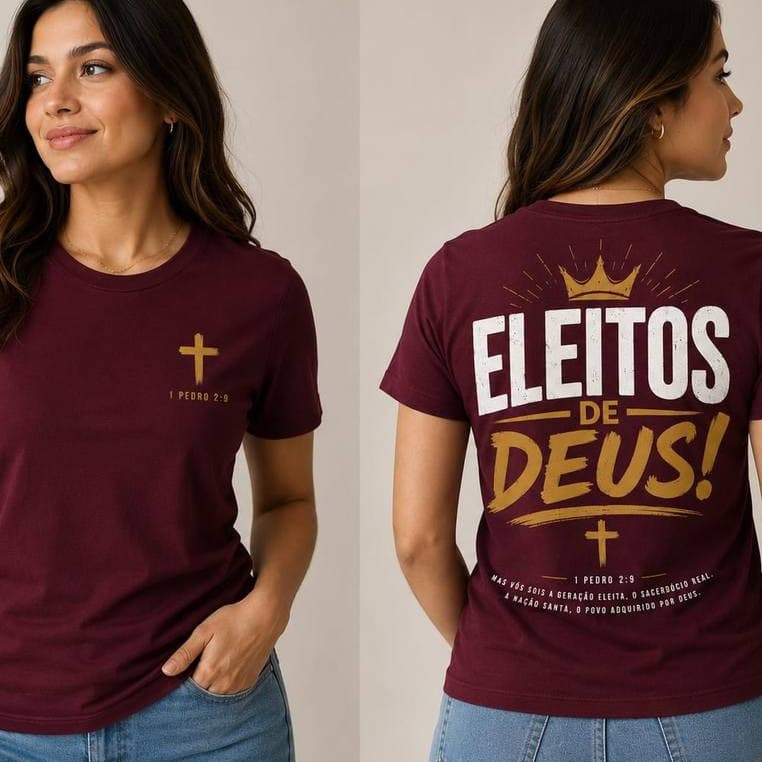 Camisa Camiseta T-Shirt Cristã  Eleitos de Deus Blusa Evangélica Elegante Streetwear...