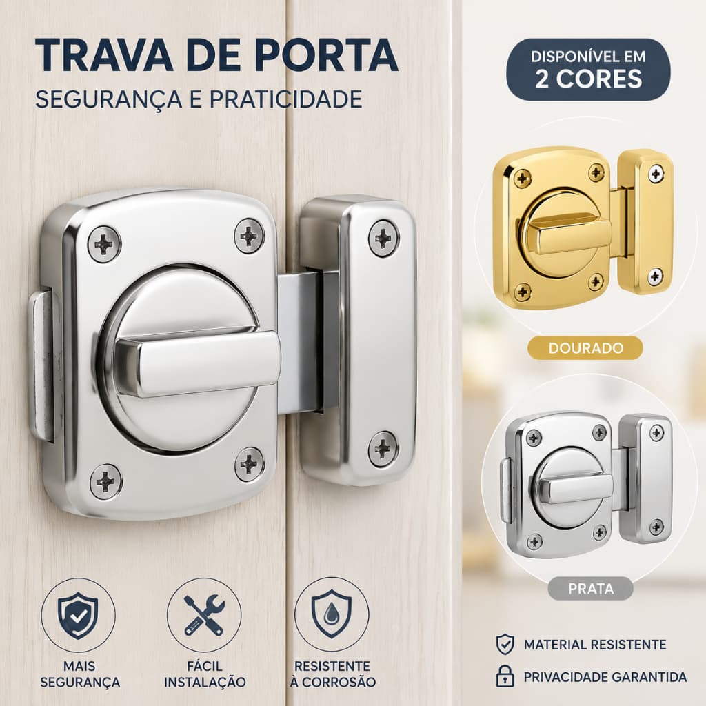 Fechadura de Segurança Sem Chave de Metal com Trinco Rotativo Modelo Sobrepor Alta Resistência