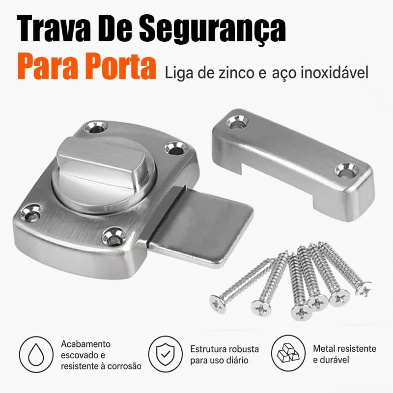 Fechadura Trava Anti Roubo Liga De Zinco Resistente Para Porta Aço Inox Proteção Extra Residencial