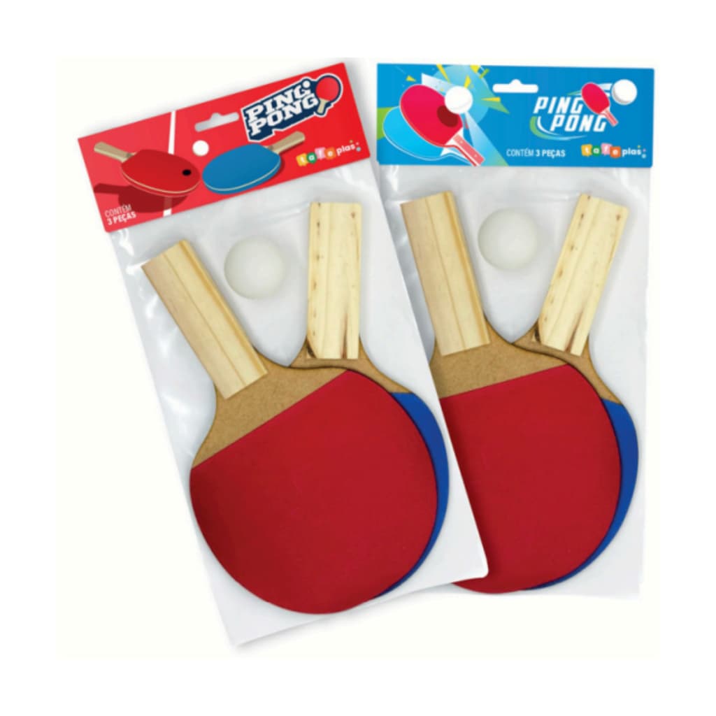 Kit Raquetes de Ping Pong  e Bolinha - Brinquedo Infantil - Presente Dia das Crianças