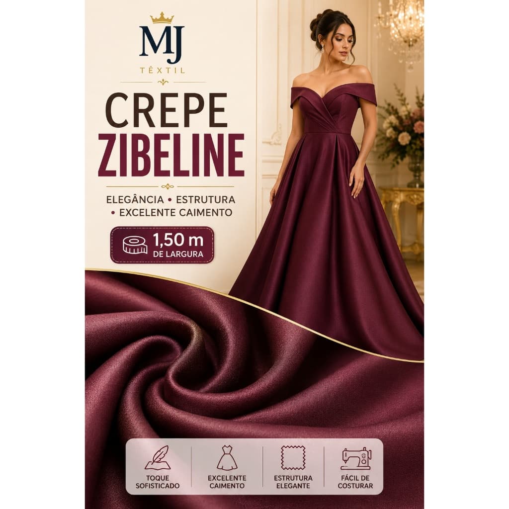 1 Metro Tecido Crepe Zibeline | 100% Poliéster | 1,50m de Largura | Ideal para Vestidos de Festa, Noivas, Madrinhas