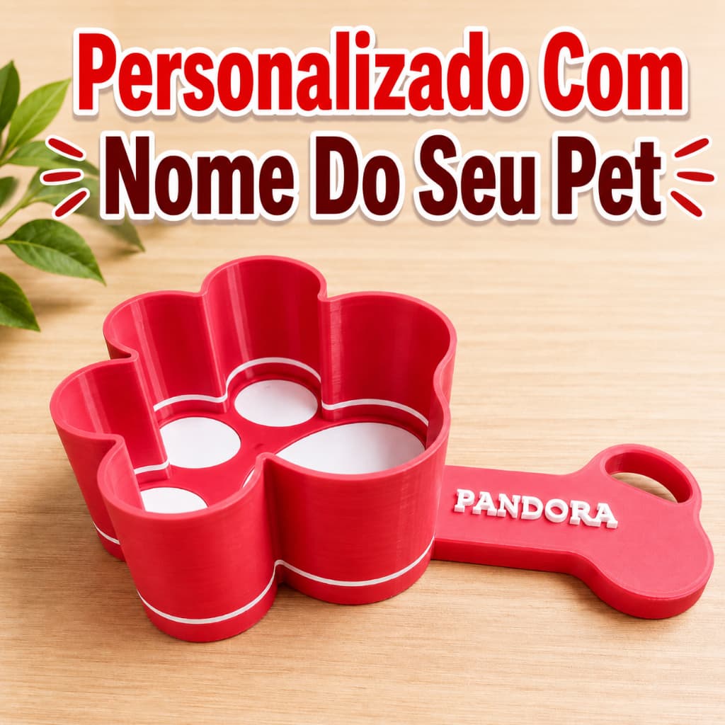 Colher para Ração de Cachorro e Gato Formato de Pata Personalizado