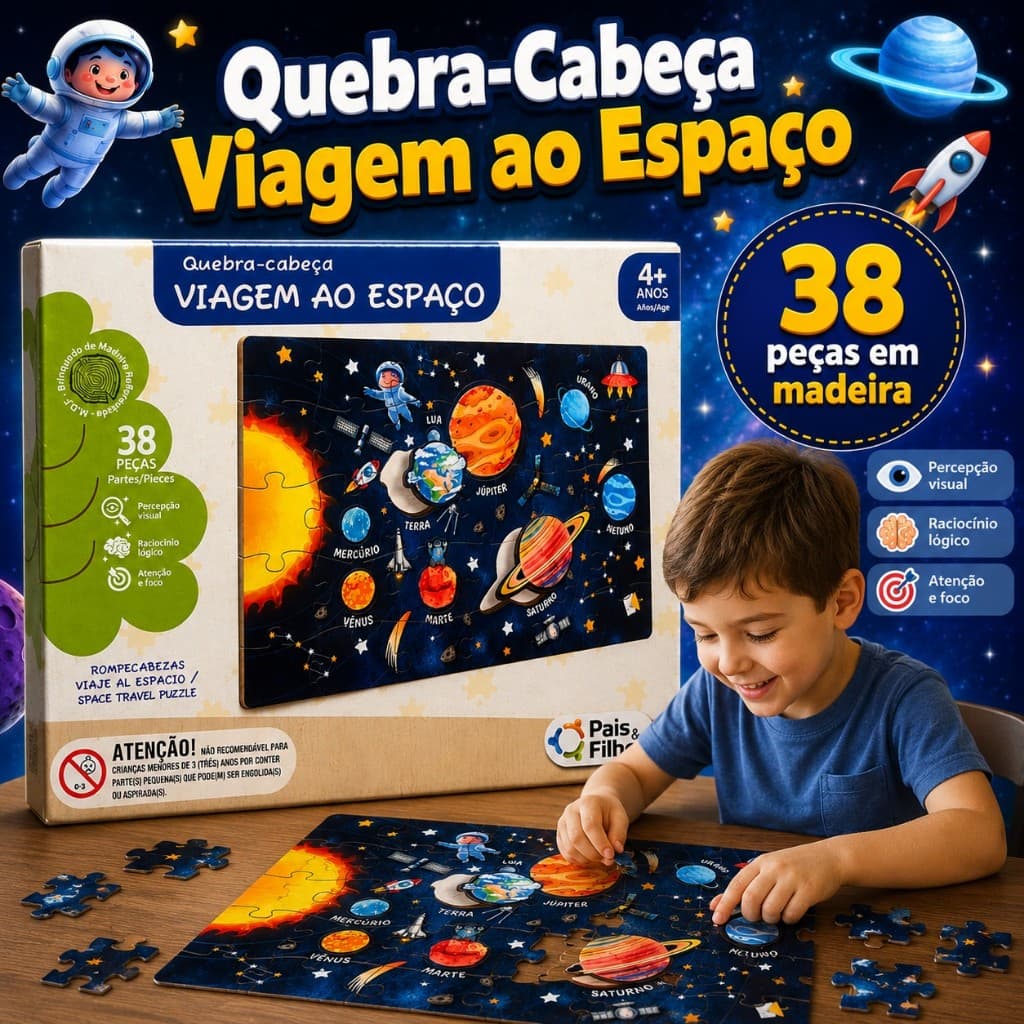 Quebra Cabeça Madeira MDF 38 Peças Brinquedos Astronauta Quebra Cabeça Infantil  Brinquedos Educativos