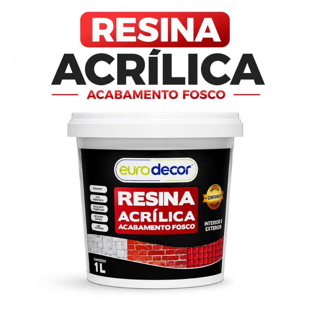 Resina Acrílica Fosca 1L - Base Água Incolor Eurodecor Premium