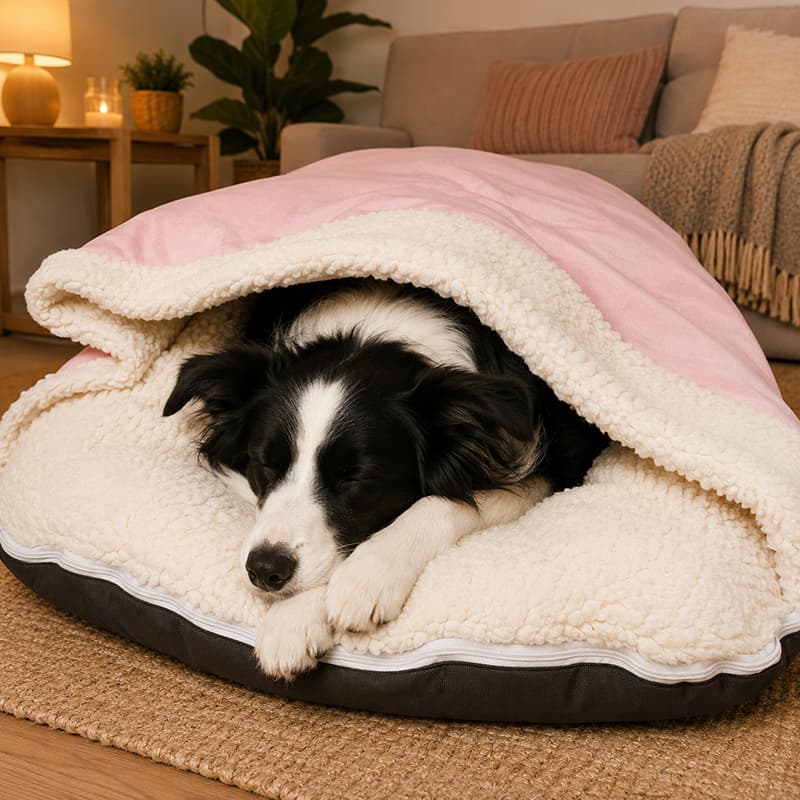 Cama Pet Cães Porte Grande 1,20m Quentinha Saco de Dormir Inverno Sherpa
