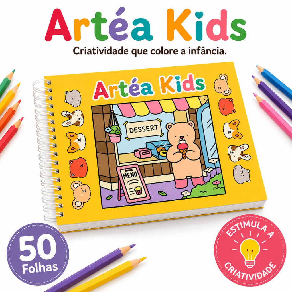 Livro Para Colorir Infantil 50 Folhas Espiral Desenhos Variados Atividade Educativa Artéa Kids