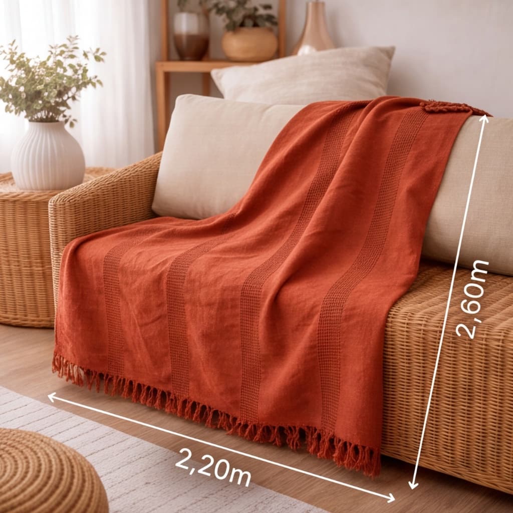 Manta Trabalhada Sofá Casal Decoração Detalhes 2,20 x 2,60