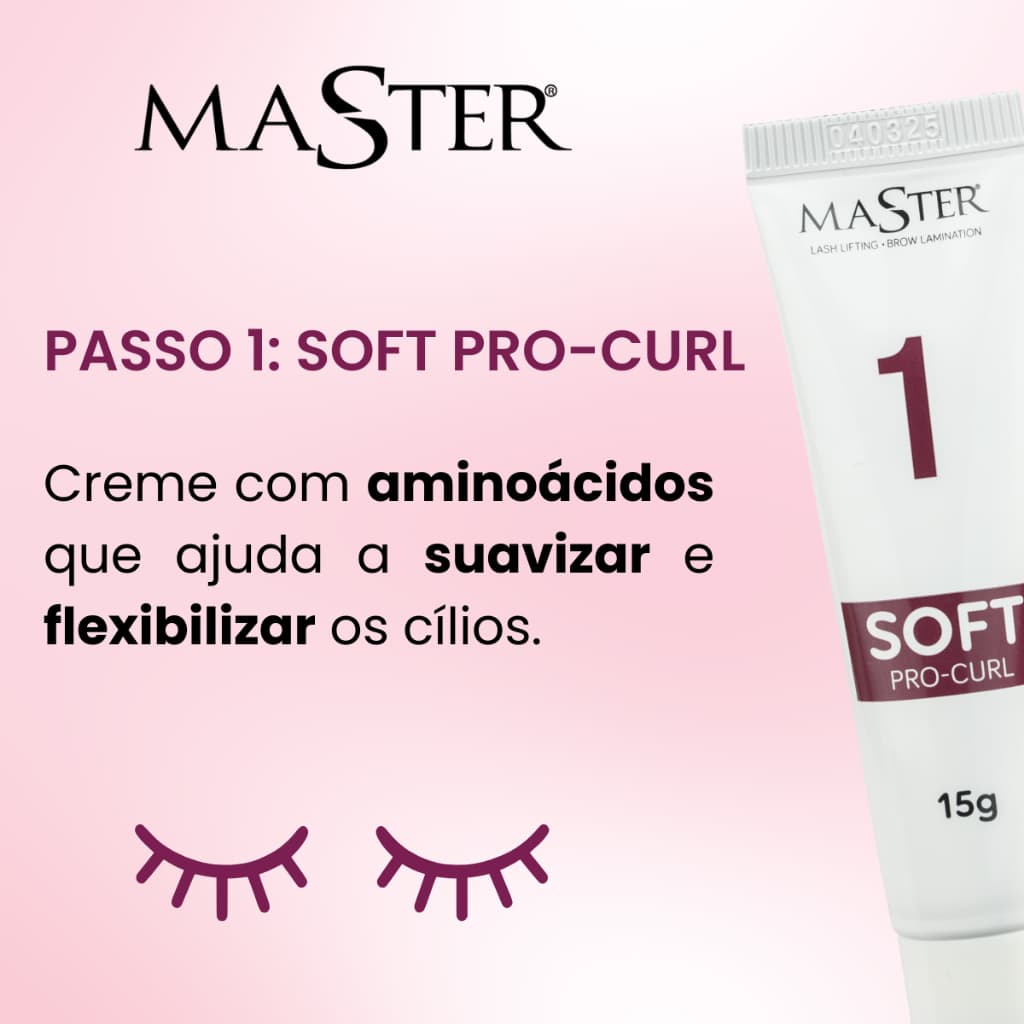 Lash Lifting e Brow Lamination Passo 1 Master Soft Curl 15g para Uso Profissional