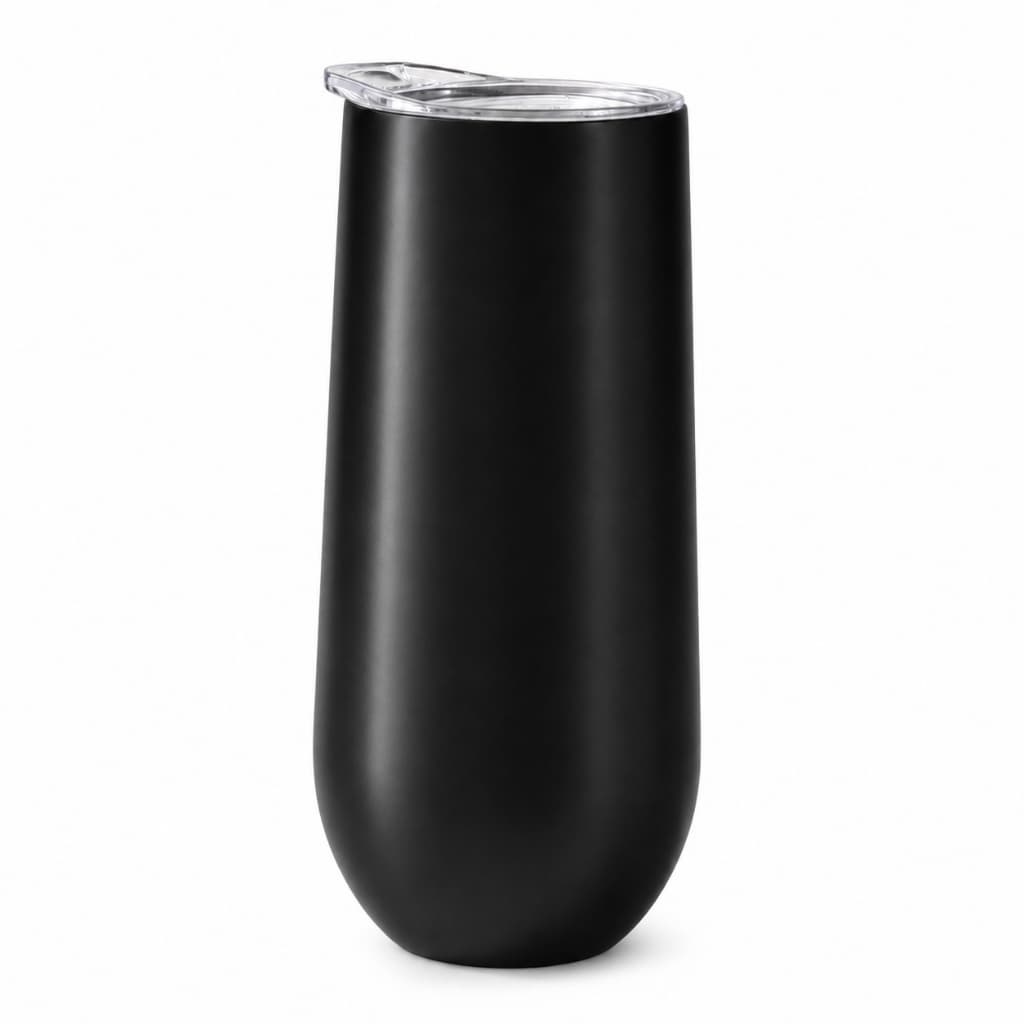 Kit 1/2/4 Copo Térmico Champanhe Espumante Drink 180ml Aço Inox Mantem Temperatura 6 Horas Preto