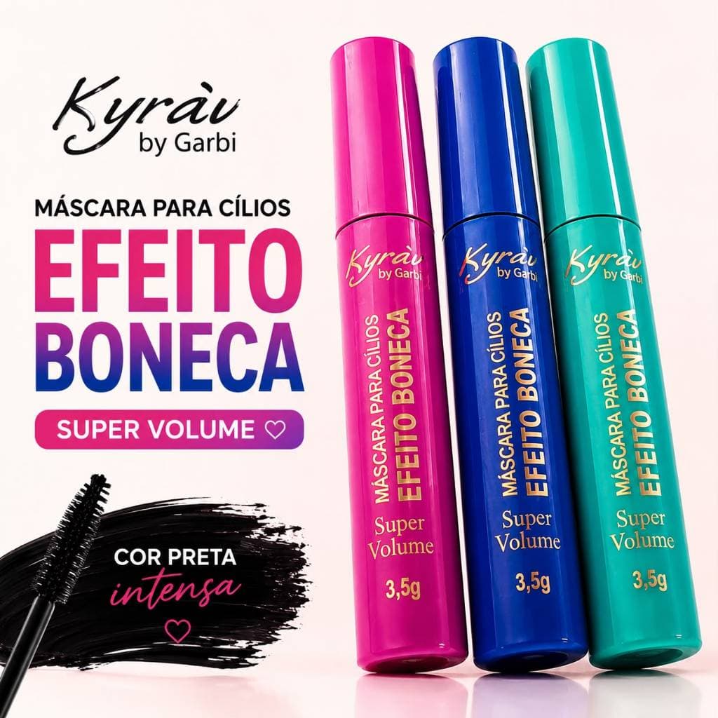 Rímel Máscara de Cílios Super Volume Efeito Boneca Super Olhar Definido Kyràiv By Garbi Volume Alongado Volume Extremo