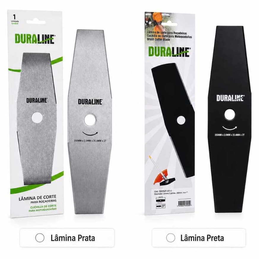 Lâmina Faca Navalha Roçadeira 2 Pontas Duraline Furo Universal 35cm 2mm de Expessura de Corte Qualidade Superior
