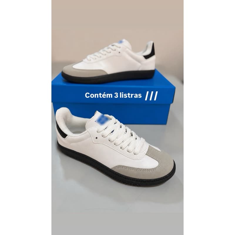 Tênis Feminino Branco Samb Casual Amarrar Tenis Casual Básico Promoção
