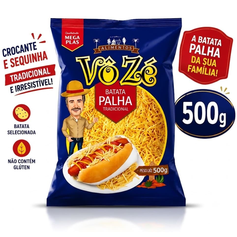 Batata Palha Vô Zé 500g Crocante para Lanches e Refeições