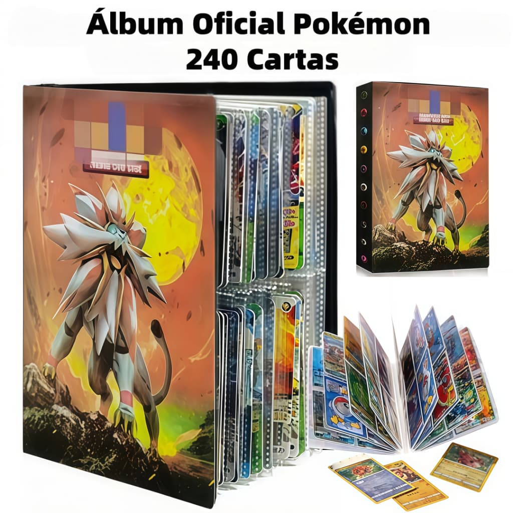 Álbum Pokémon Charizard TCG - 240 Cartas, Proteção, Organização e Presente para Crianças