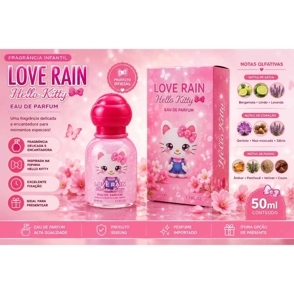 Perfume Love Rain Hello Kitty 50ml Eau de Parfum 50ml