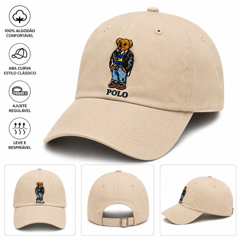 Boné Polo Sport Cavalinho Bordado Com Fecho Ajustável masculino