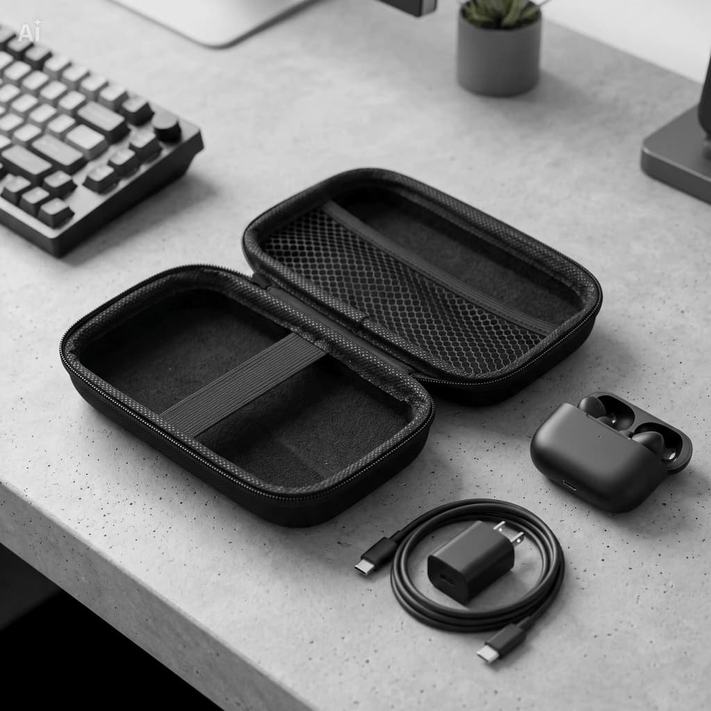 Capa Bag Case Estojo Organizador Tecnológico Carregadores Carregador/Fone/Cabo USB Tam. G