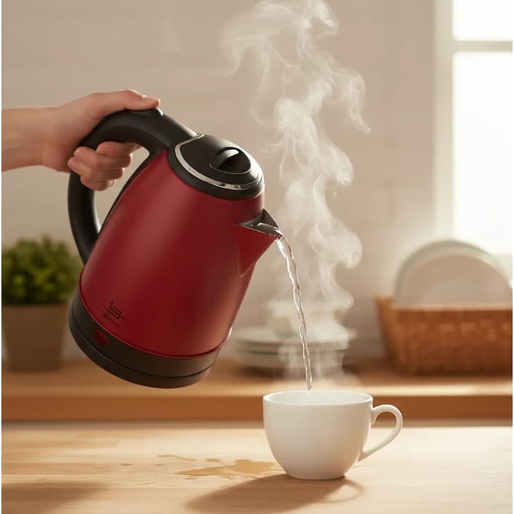 Chaleira Elétrica Vermelha 1,8L Aquecedor Água Ferve Água Rápido Jarra Elétrica Chá Café 127V 220V