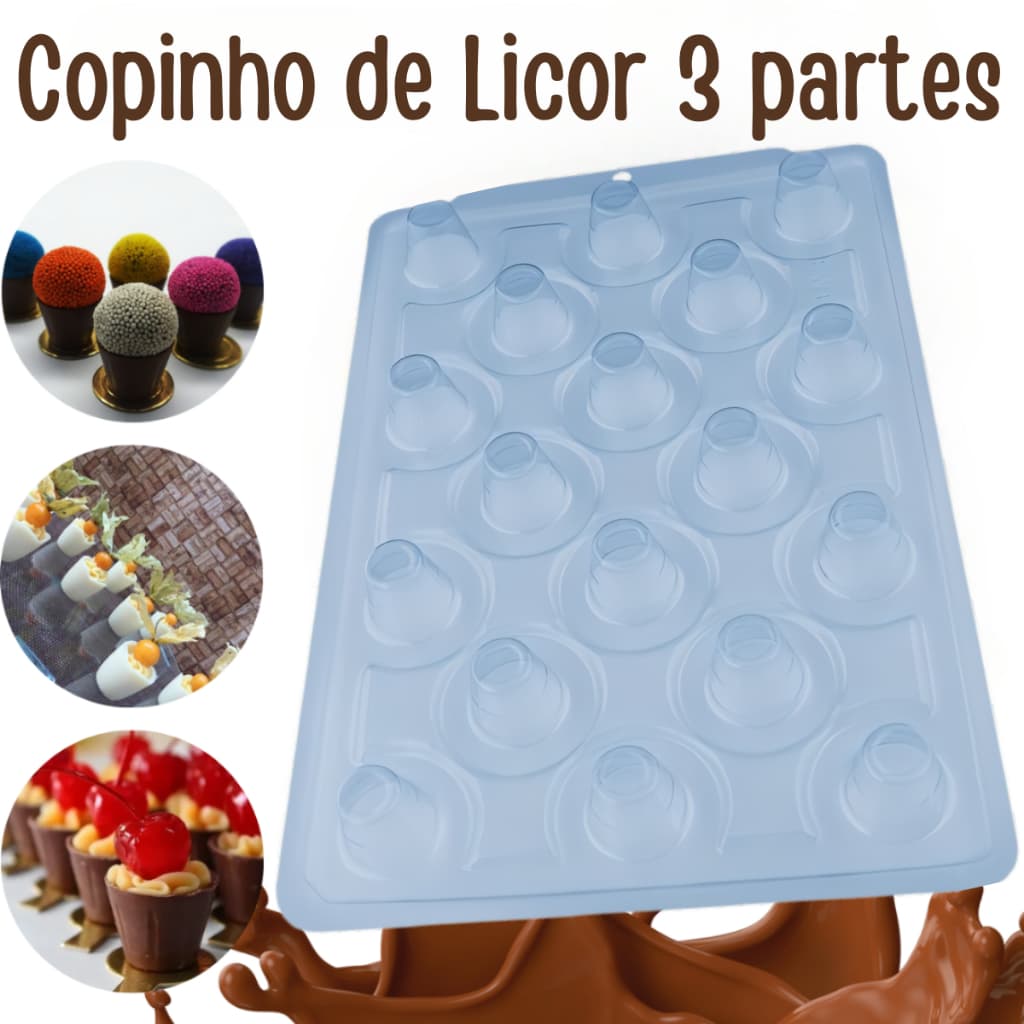 Forma Copinho de Licor Recheado para Chocolate - Doces Finos Chocolates - BWB