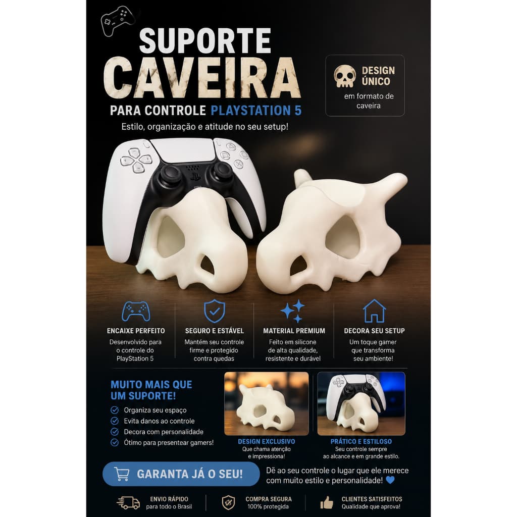 Suporte Caveira Gamer – Estilo Cubone dualsense ps5