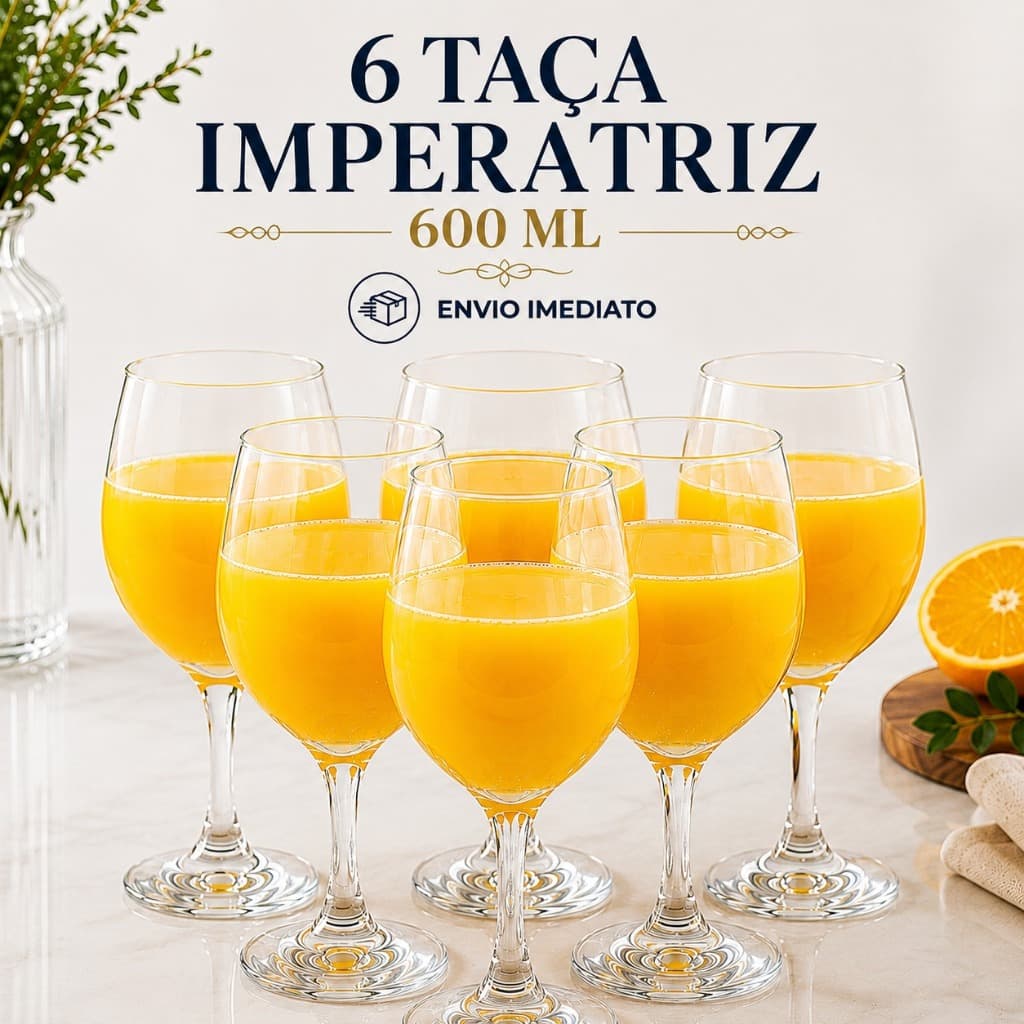 Jogo 6 Taças Imperatriz Vinho Água Suco  600ml