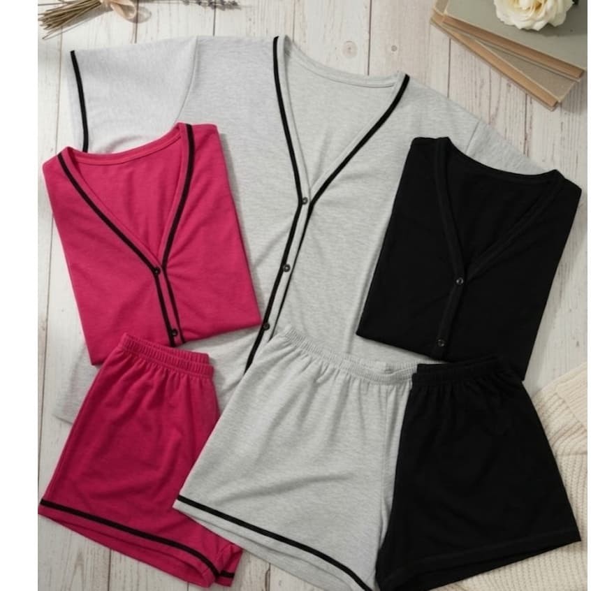 Kit C/3 Pijamas Curto Feminino Americano – Verão, Confortável, Fresquinho, Elegante Promoção P AO GG