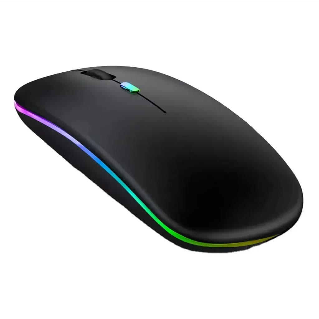 Mouse Sem Fio USB Recarregável Preto RGB