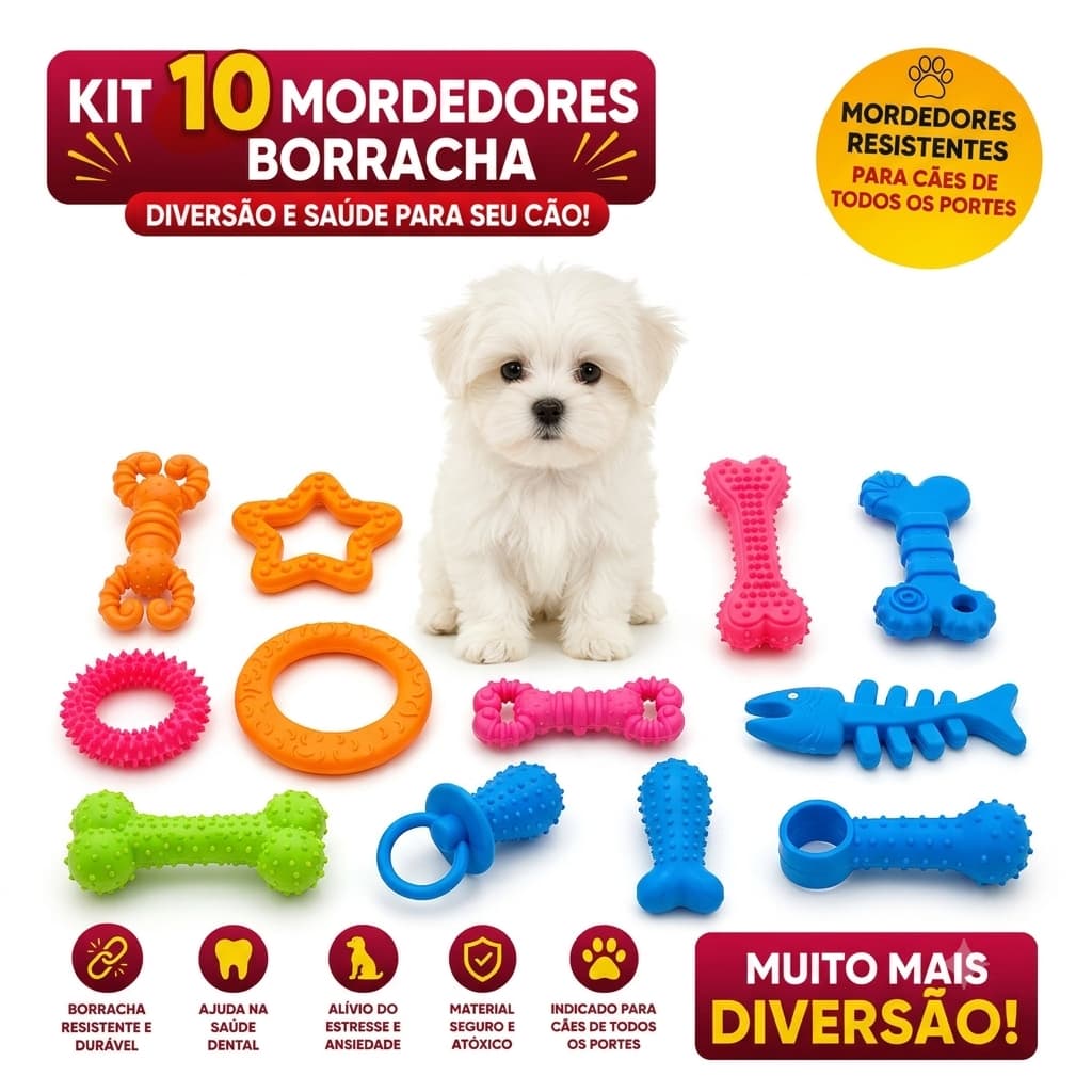 Kits Brinquedos Mordedor Borracha Pet Cachorro Variados Pet Ninho