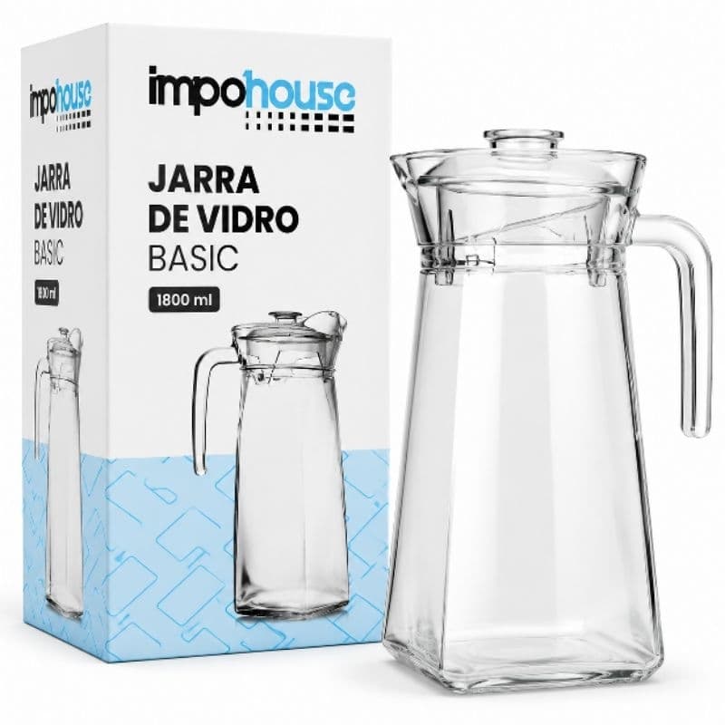 Jarra de Vidro 1,8 Litros com Tampa | Jarra Água Suco Refrigerante Resistente e Elegante