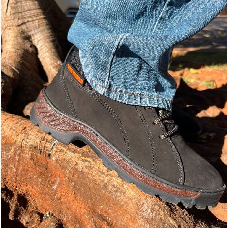 Bota Coturno Masculino Adventure Couro Legítimo Solado Tratorado Borracha Cano Médio Don Rosan