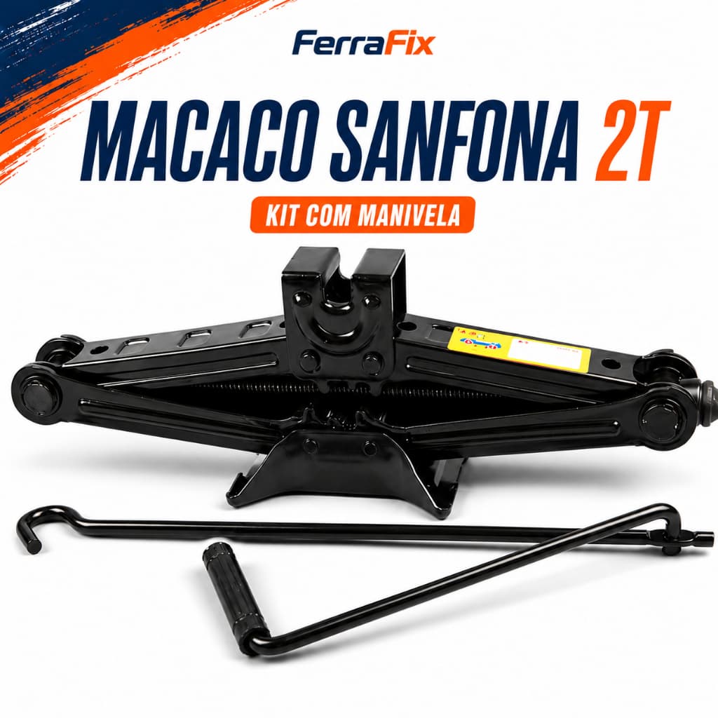 Macaco Hidráulico Universal 2000kg para Carro com Chave Catraca - Reduz o Esforço