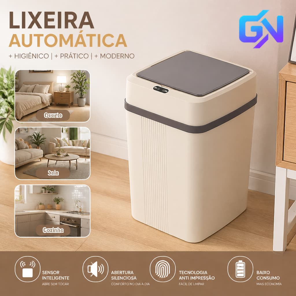 Lixeira Elétrica Com Abertura Por Sensor Para Cozinha Banheiro Prática E Moderna