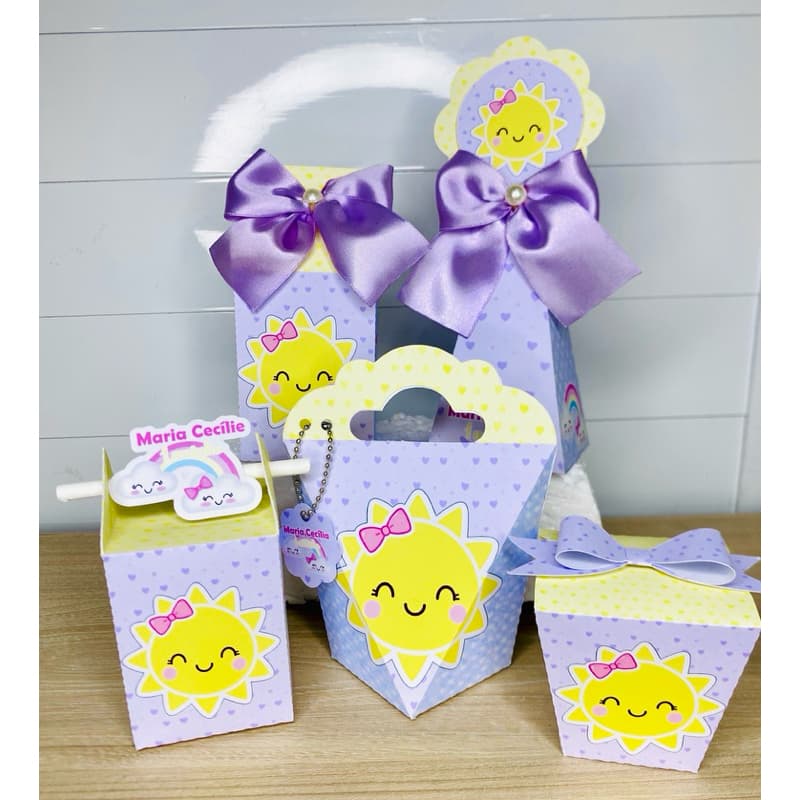 kit Caixinhas Personalizadas Tema Primeira Volta ao Sol Cute | Kit Festa | Aniversário de criança | Lembrancinhas |Mimos