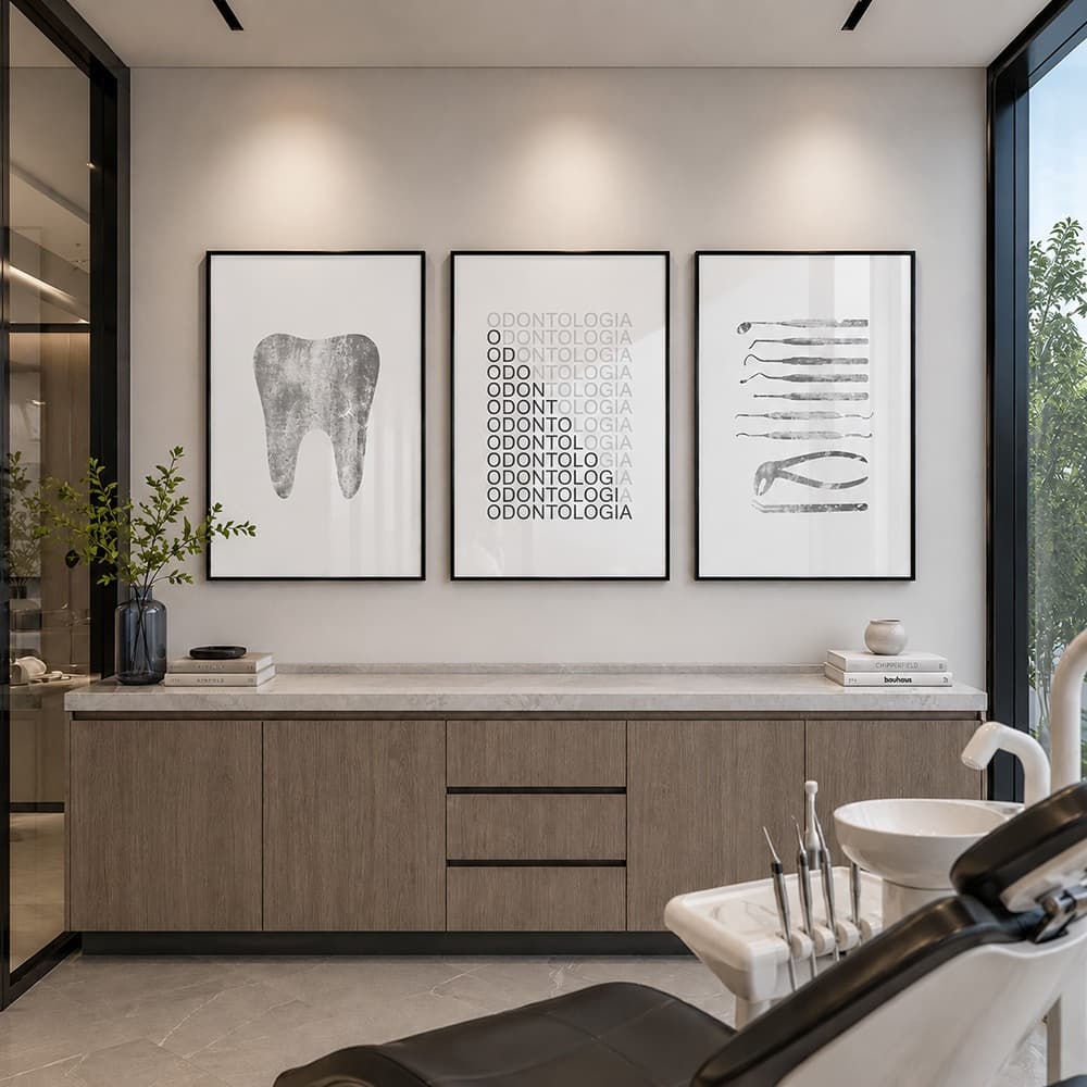 3 Quadros Decorativos Profissão Odontologia em Foco: Estética e Profissão Recepção Consultorio