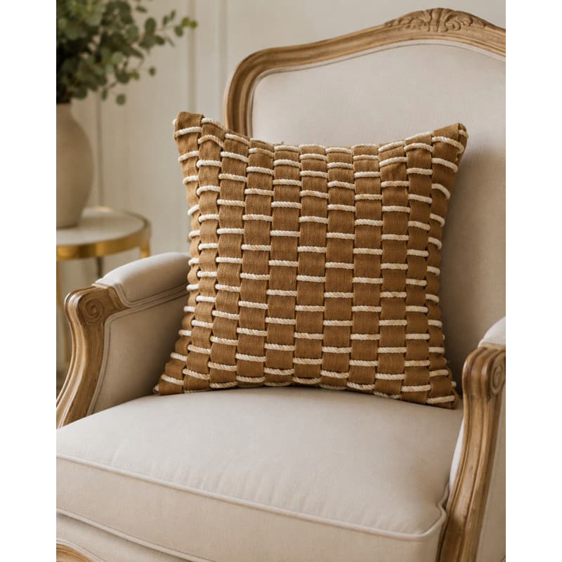 CAPA DE ALMOFADA DE LUXO DECORATIVA FITA COM CORDÃO 45 x 45 CM VÁRIAS CORES