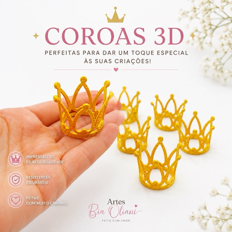 Coroa 4cm para Amigurumi e Bonecas | Coroa Dourada para Feltro, Santinhas e Artesanato