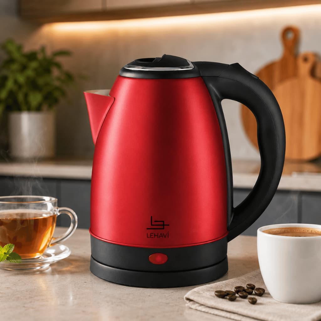 Chaleira Elétrica 1,8L Colorida Vermelho em Aço Inox 110V