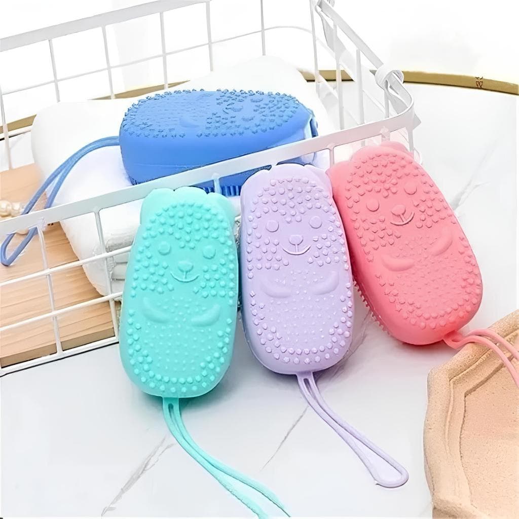 Esponja Bucha De Silicone Com Porta Sabão Escova Para Banho com Alça