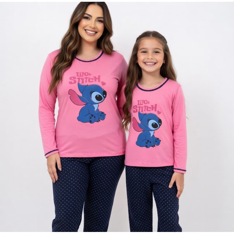 kit pijama mãe e filha de inverno longo de frio