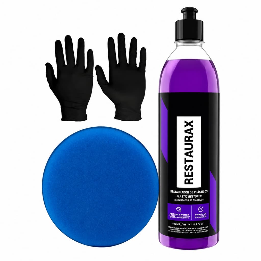 Restaurax Vonixx Restaurador Plásticos Revitalizador 500ml Luva Nitrilica Aplicador