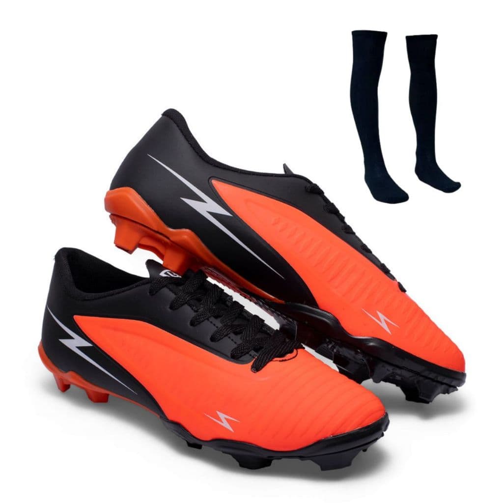 Chuteira Campo Striker Original Uzze Sport New Antiderrapante Travas firmes Futebol Profissional + meião