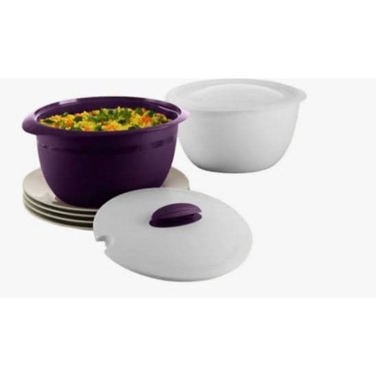 Tupperware Tigela Thermo 3,1 Litros Branca e Roxa