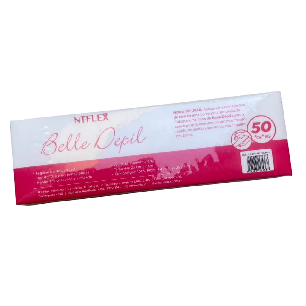 Lenços Para Depilação Belle Depil 50 Folhas - Super Resistente! 23x7cm Ntflex