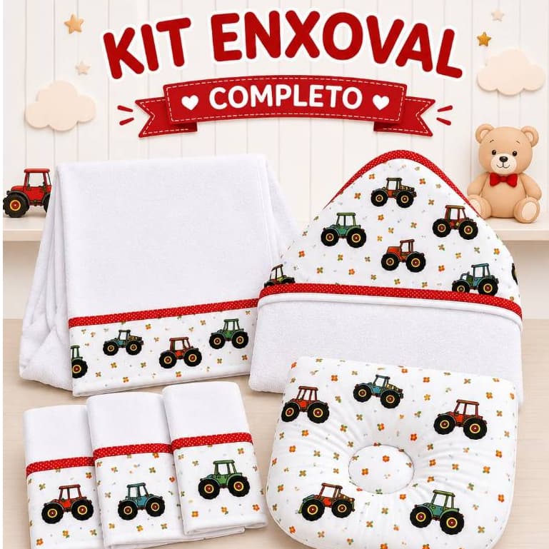 Kit Enxoval Bebê Menino carrinhos e Menina 3 fraldas De Boca 1 Toalha De Banho com capuz e 1 Fralda De Ombro 100%Algodão